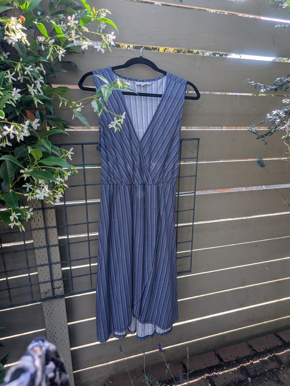 Woman's Blue and Red Striped Shirt Dress